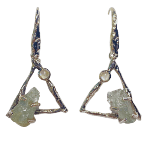 Aquamarine Moonstone Elemental Symbol Earrings bulk jewelry supplies wholesale