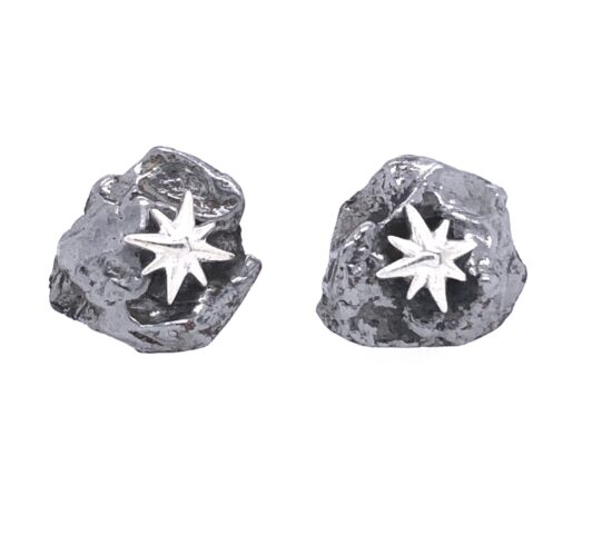 North Star Meteorite Tektite Stud Earrings real jewelry vendors sterling silver