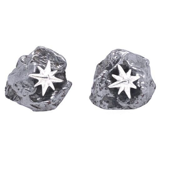 North Star Meteorite Tektite Stud Earrings real jewelry vendors sterling silver