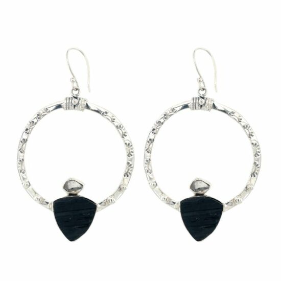 Black Tourmaline Herkimer Diamond Super Power Tribe Earrings wholesale jewelry supplies near me