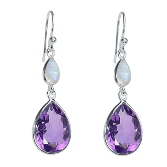 Amethyst Moonstone Fanciful Earrings sterling silver wholesale jewelry supplies