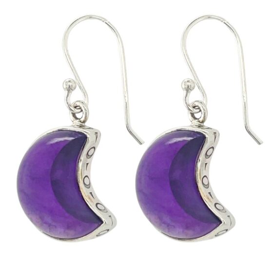 Amethyst Crescent Moon Glow Earrings