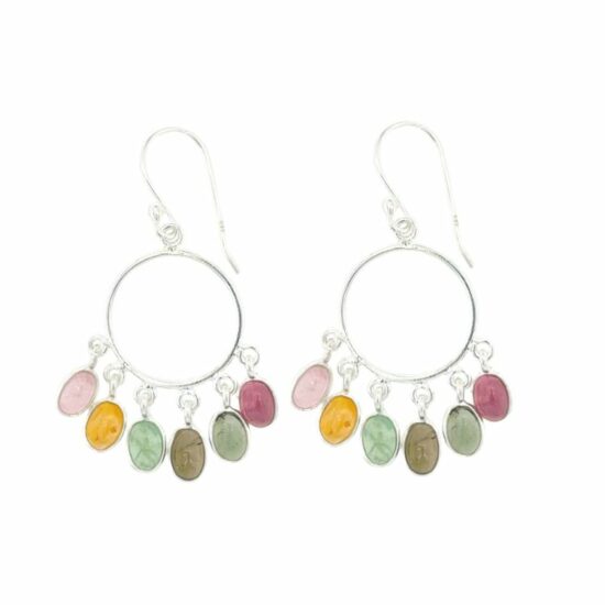 Multi Tourmaline Happy Hoops Earrings