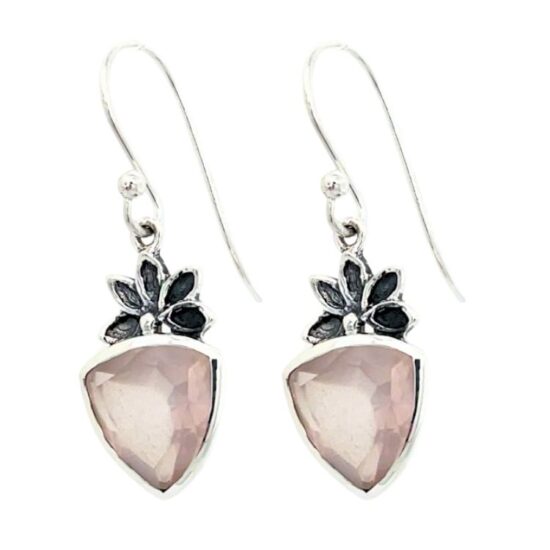 Rose Quartz Lotus Petal Earrings wholesale sterling silver natural gemstone jewelry