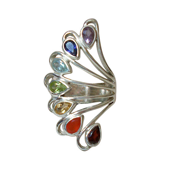 Chakra Fan Ring sterling silver natural gemstone jewelry wholesale vendor