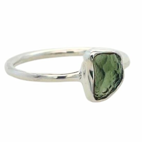 Moldavite Rough Free Form Ring