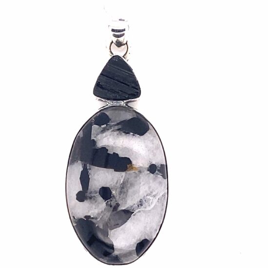 Black Tourmaline In Quartz Protective Power Pendant hypoallergenic silver wholesale jewelry