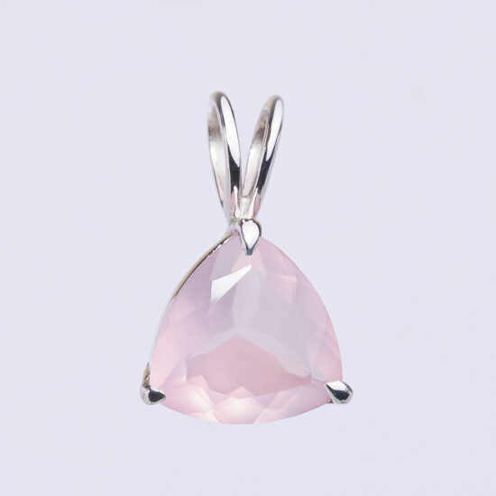 Rose Quartz Glistening Trillion Pendant exclusive designs fashion jewelry