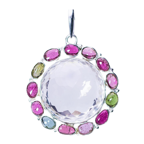 Multi Tourmaline Crystal Gorgeous Goddess Pendant Exclusive Fashion Design Gemstone Jewelry