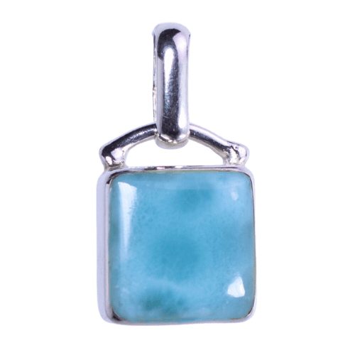 Larimar Pink Conch Reversible Square Pendant wholesale jewelry manufacturers genuine gemstones