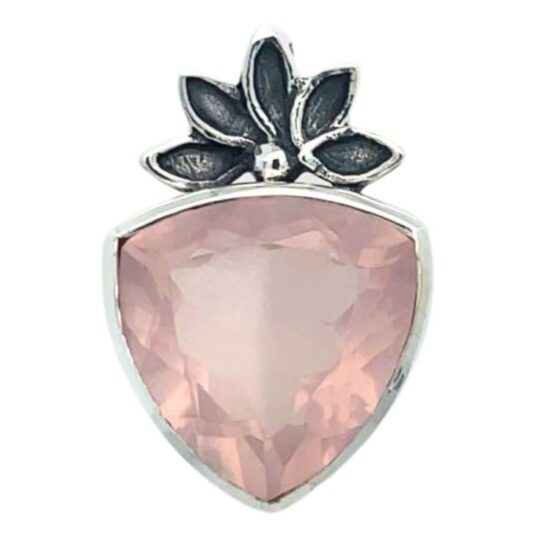 Rose Quartz Petal Pendant wholesale sterling silver natural gemstone jewelry