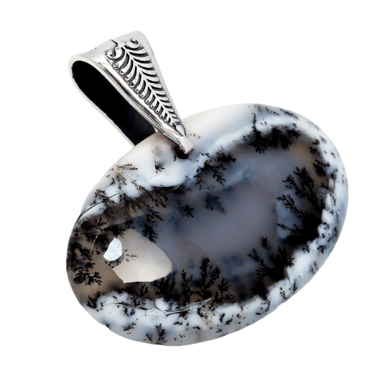 Merlinite Scenic Dendrite Opal Pendant wholesale sterling silver natural gemstone jewelry