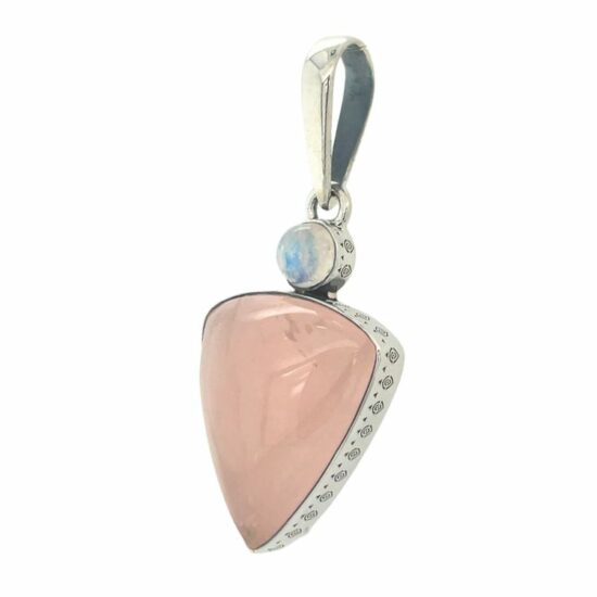 Rose Quartz Moonstone Romantic Pendant wholesale sterling silver natural gemstone jewelry