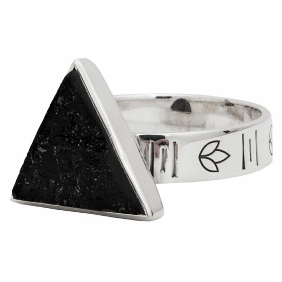 Black Tourmaline Lotus Spirit Triangle Ring sterling silver earrings bulk