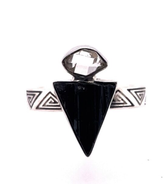 Black Tourmaline Herkimer Diamond Ring earring wholesale vendors natural stones