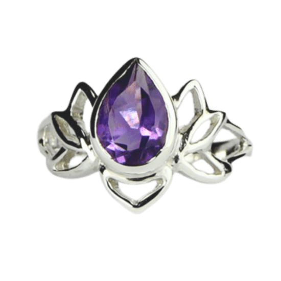 Amethyst Lotus Ring sterling silver gemstone wholesale jewelry