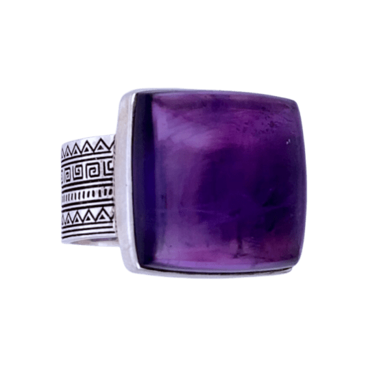 Amethyst Sacred Tribe Unisex Square Ring wholesale natural gemstone jewelry