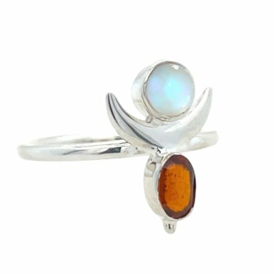 Moonstone Orange Kyanite Crescent Moon Ring jewelry collection grow your business