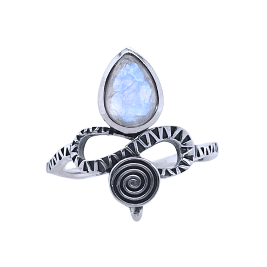 Moonstone Sacred Snake Ring wholesale sterling silver gemstone exotic jewelry