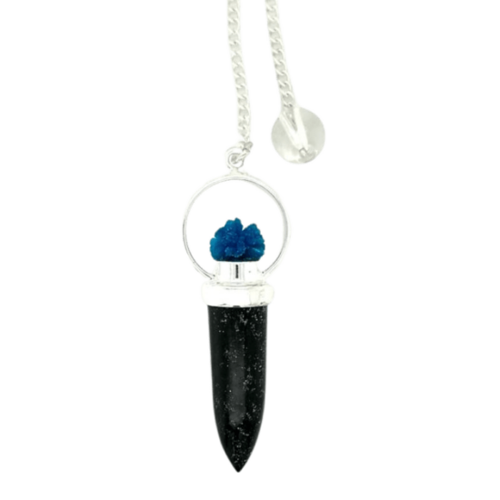 Black Tourmaline Cavansite Pendulum jewelry vendor and supplier exclusive and rare gemstones