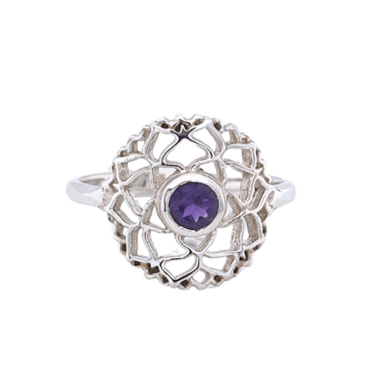 Amethyst Flower of Life Crown Chakra Awareness Ring natural gemstone eclectic magic