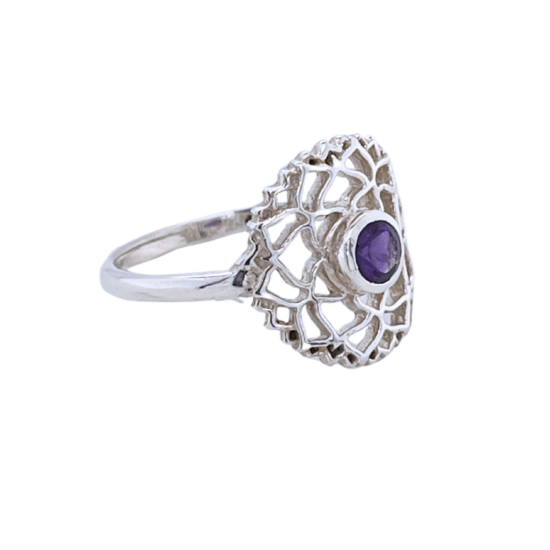 Amethyst Flower of Life Crown Chakra Awareness Ring wholesale sterling silver gemstone jewelry