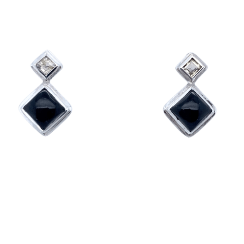 Black Tourmaline White Topaz Stud Earrings custom-made wholesale accessories for your boutique or store