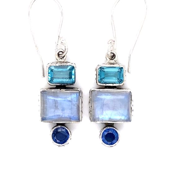 Moonstone Apatite Kyanite Glistening Designer Earrings best wholesale gemstone genuine sterling silver