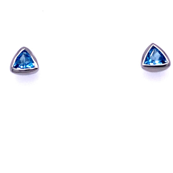 Blue Swiss Topaz Twinkling Triangle Studs