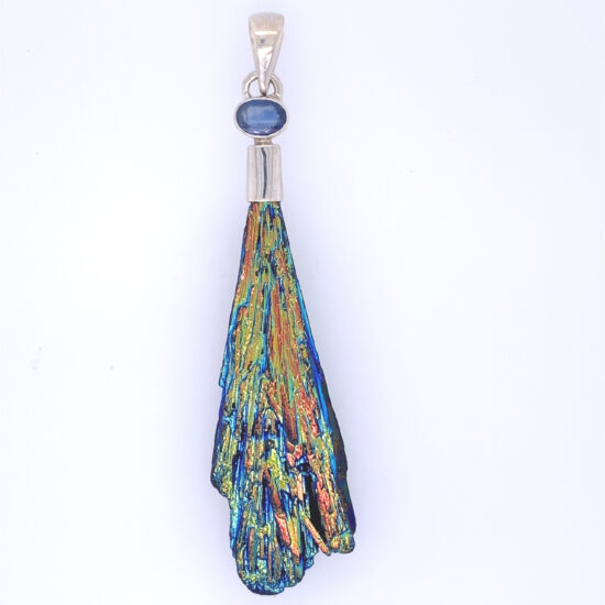 Kyanite Green Feather Pendant