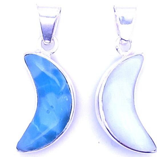 Larimar Conch Reversible Moon Pendant