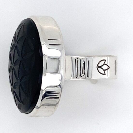 Obsidian Flower Of Life Unisex Ring us jewelry vendors sterling silver 925